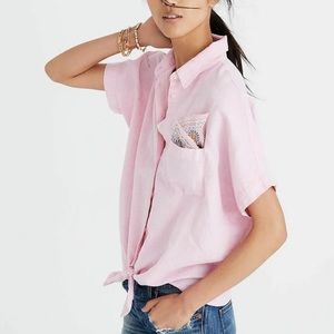 Madewell Short Sleeve Tie Front Top